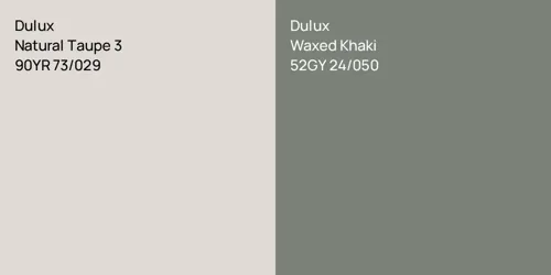 90YR 73/029 Natural Taupe 3 vs 52GY 24/050 Waxed Khaki