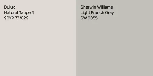 90YR 73/029 Natural Taupe 3 vs SW 0055 Light French Gray