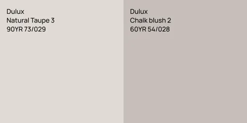 90YR 73/029 Natural Taupe 3 vs 60YR 54/028 Chalk blush 2