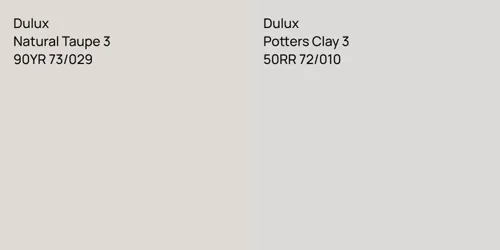 90YR 73/029 Natural Taupe 3 vs 50RR 72/010 Potters Clay 3