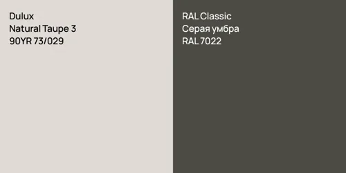 90YR 73/029 Natural Taupe 3 vs RAL 7022 Серая умбра