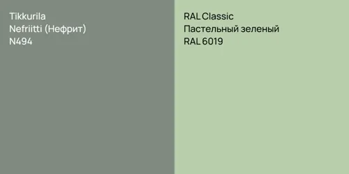 N494 Nefriitti (Нефрит) vs RAL 6019 Пастельный зеленый