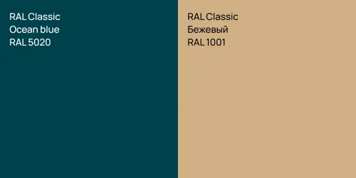 RAL 5020  Ocean blue vs RAL 1001 Бежевый