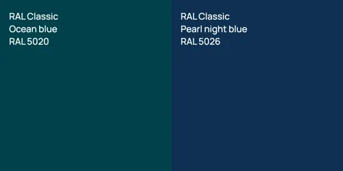 RAL 5020  Ocean blue vs RAL 5026  Pearl night blue