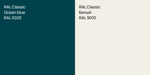 RAL 5020  Ocean blue vs RAL 9010 Белый