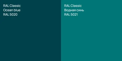 RAL 5020  Ocean blue vs RAL 5021 Водная синь