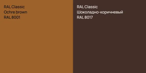RAL 8001 Ochre brown vs RAL 8017 Шоколадно-коричневый