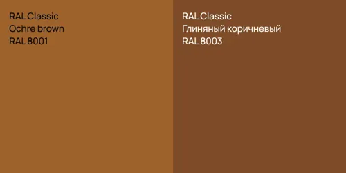 RAL 8001  Ochre brown vs RAL 8003 Глиняный коричневый