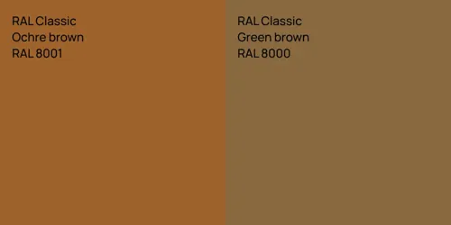 RAL 8001  Ochre brown vs RAL 8000  Green brown