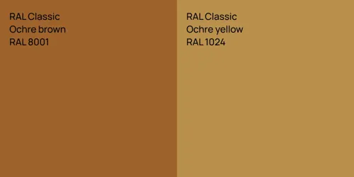 RAL 8001  Ochre brown vs RAL 1024  Ochre yellow