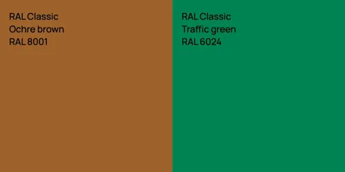 RAL 8001  Ochre brown vs RAL 6024  Traffic green