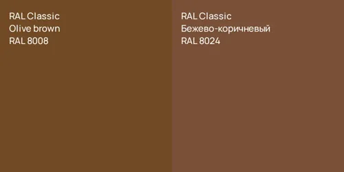 RAL 8008  Olive brown vs RAL 8024 Бежево-коричневый