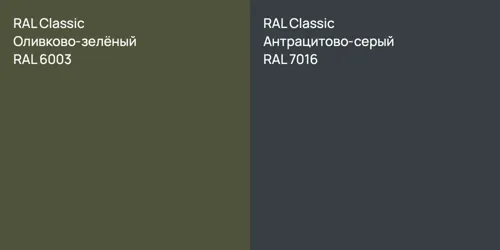 RAL 6003 Оливково-зелёный vs RAL 7016 Антрацитово-серый