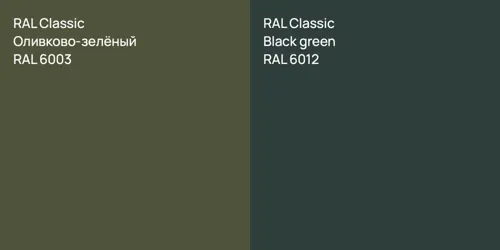 RAL 6003 Оливково-зелёный vs RAL 6012  Black green