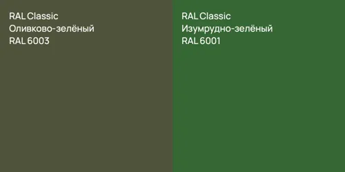 RAL 6003 Оливково-зелёный vs RAL 6001 Изумрудно-зелёный
