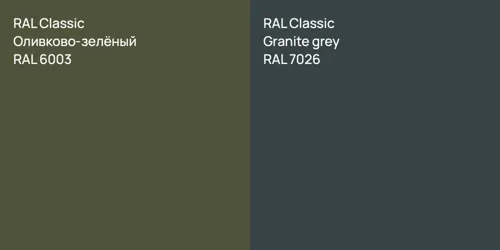 RAL 6003 Оливково-зелёный vs RAL 7026  Granite grey