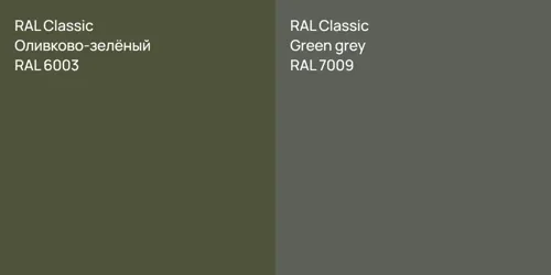 RAL 6003 Оливково-зелёный vs RAL 7009  Green grey