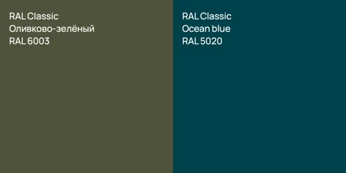 RAL 6003 Оливково-зелёный vs RAL 5020 Ocean blue