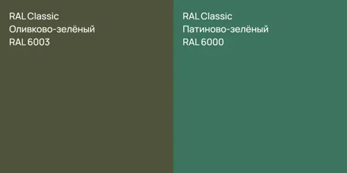 RAL 6003 Оливково-зелёный vs RAL 6000 Патиново-зелёный