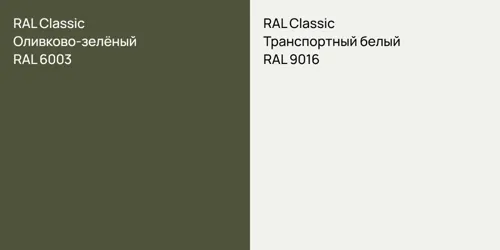 RAL 6003 Оливково-зелёный vs RAL 9016 Транспортный белый