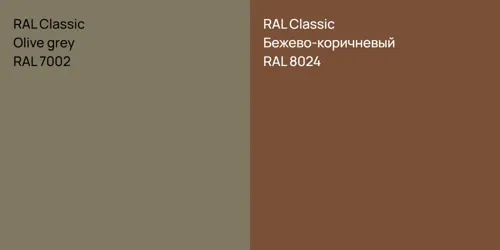 RAL 7002  Olive grey vs RAL 8024 Бежево-коричневый