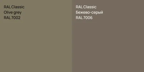 RAL 7002  Olive grey vs RAL 7006 Бежево-серый