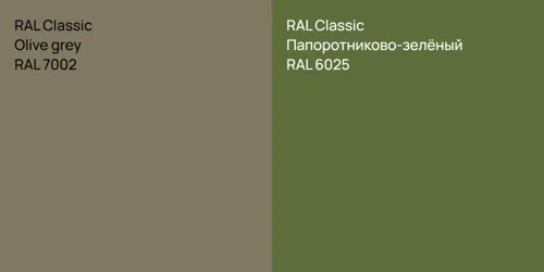 RAL 7002  Olive grey vs RAL 6025 Папоротниково-зелёный