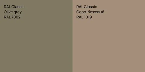 RAL 7002  Olive grey vs RAL 1019 Серо-бежевый