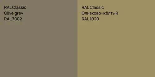 RAL 7002  Olive grey vs RAL 1020 Оливково-жёлтый