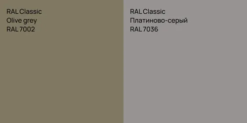 RAL 7002  Olive grey vs RAL 7036 Платиново-серый