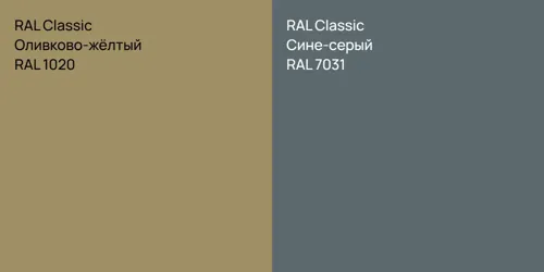 RAL 1020 Оливково-жёлтый vs RAL 7031 Сине-серый