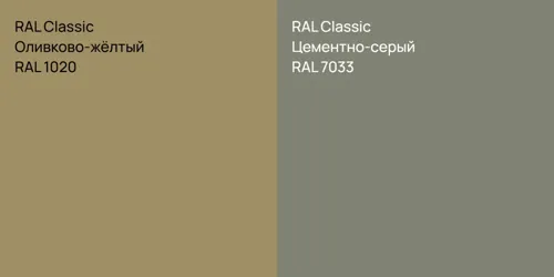 RAL 1020 Оливково-жёлтый vs RAL 7033 Цементно-серый