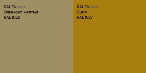 RAL 1020 Оливково-жёлтый vs RAL 1027  Curry