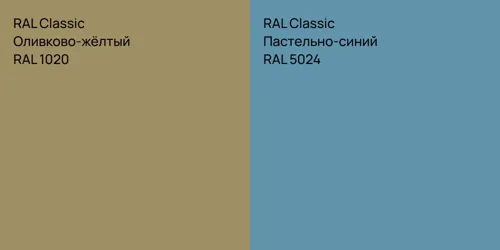 RAL 1020 Оливково-жёлтый vs RAL 5024 Пастельно-синий