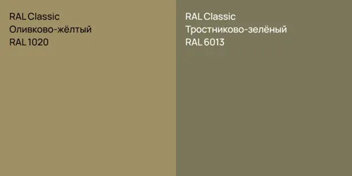 RAL 1020 Оливково-жёлтый vs RAL 6013 Тростниково-зелёный