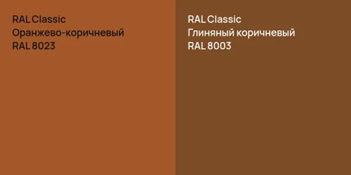 RAL 8023 Оранжево-коричневый vs RAL 8003 Глиняный коричневый