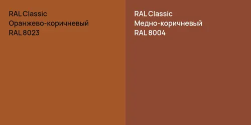 RAL 8023 Оранжево-коричневый vs RAL 8004 Медно-коричневый