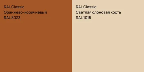 RAL 8023 Оранжево-коричневый vs RAL 1015 Светлая слоновая кость