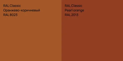 RAL 8023 Оранжево-коричневый vs RAL 2013  Pearl orange