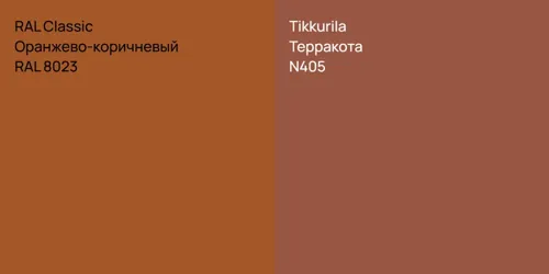 RAL 8023 Оранжево-коричневый vs N405 Терракота