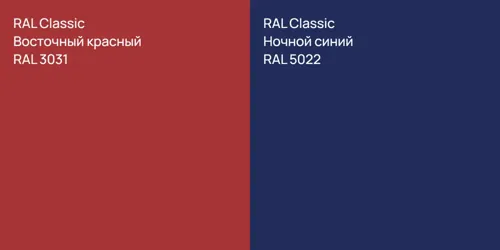 RAL 3031 Восточный красный vs RAL 5022 Ночной синий