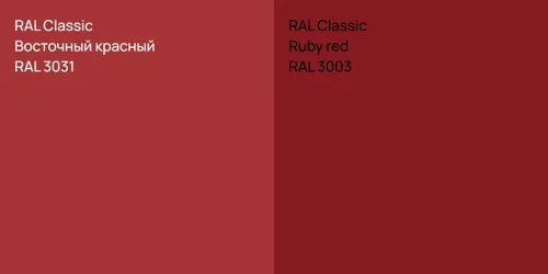 RAL 3031 Восточный красный vs RAL 3003  Ruby red