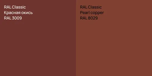 RAL 3009 Красная окись vs RAL 8029  Pearl copper