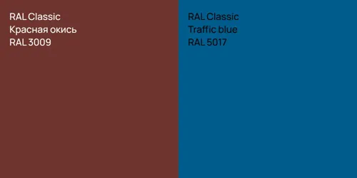 RAL 3009 Красная окись vs RAL 5017  Traffic blue