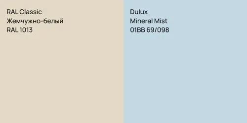 RAL 1013 Жемчужно-белый vs 01BB 69/098 Mineral Mist