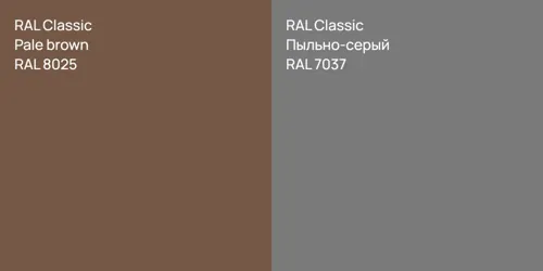 RAL 8025  Pale brown vs RAL 7037 Пыльно-серый