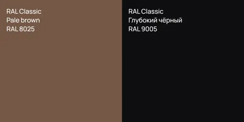 RAL 8025  Pale brown vs RAL 9005 Глубокий чёрный