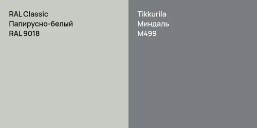 RAL 9018 Папирусно-белый vs M499 Миндаль