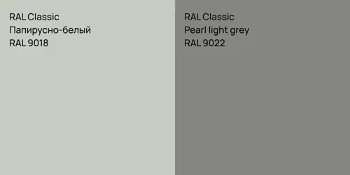 RAL 9018 Папирусно-белый vs RAL 9022  Pearl light grey
