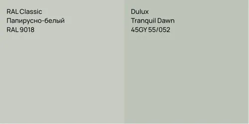 RAL 9018 Папирусно-белый vs 45GY 55/052 Tranquil Dawn